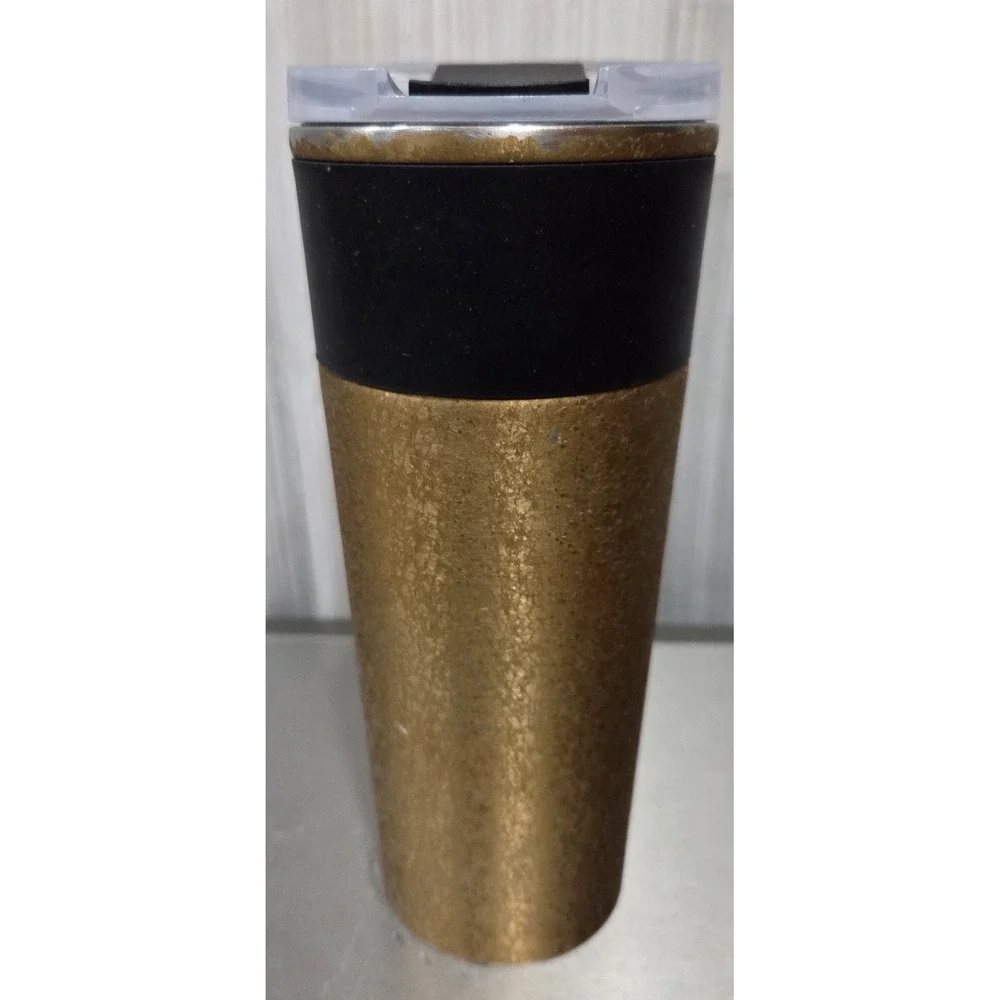 Starbucks Gold Flake‎ Black Coffee Tumbler Metal 16oz *See Description**